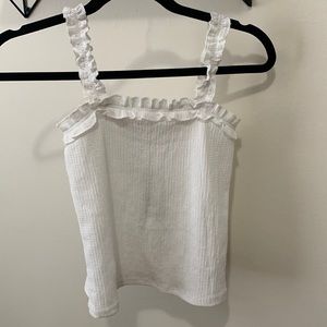 White tank top with ruffle straps